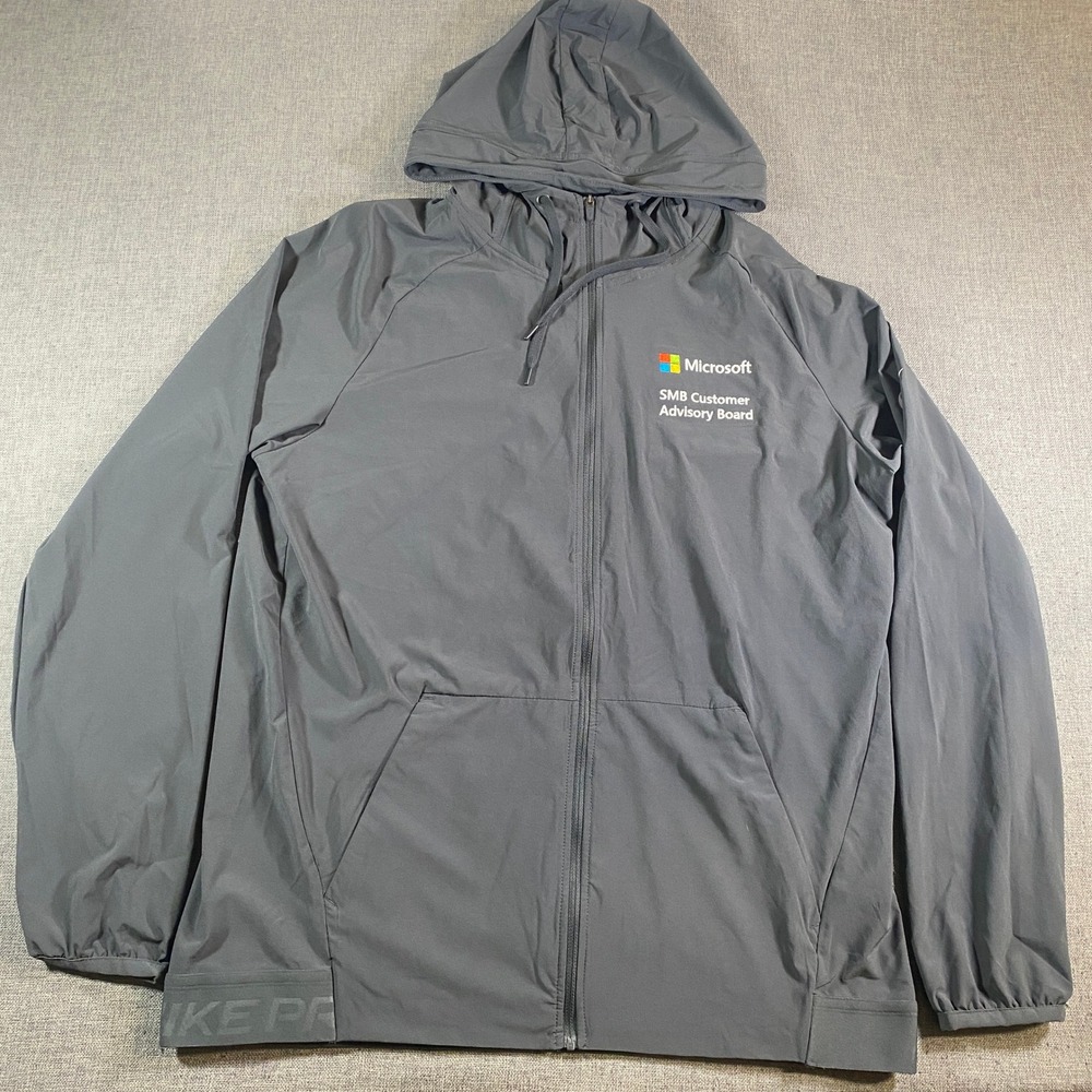 Nike Pro Dri Fit Mens Large Full Zip Lightweight Hooded Jacket Microsoft Stretch